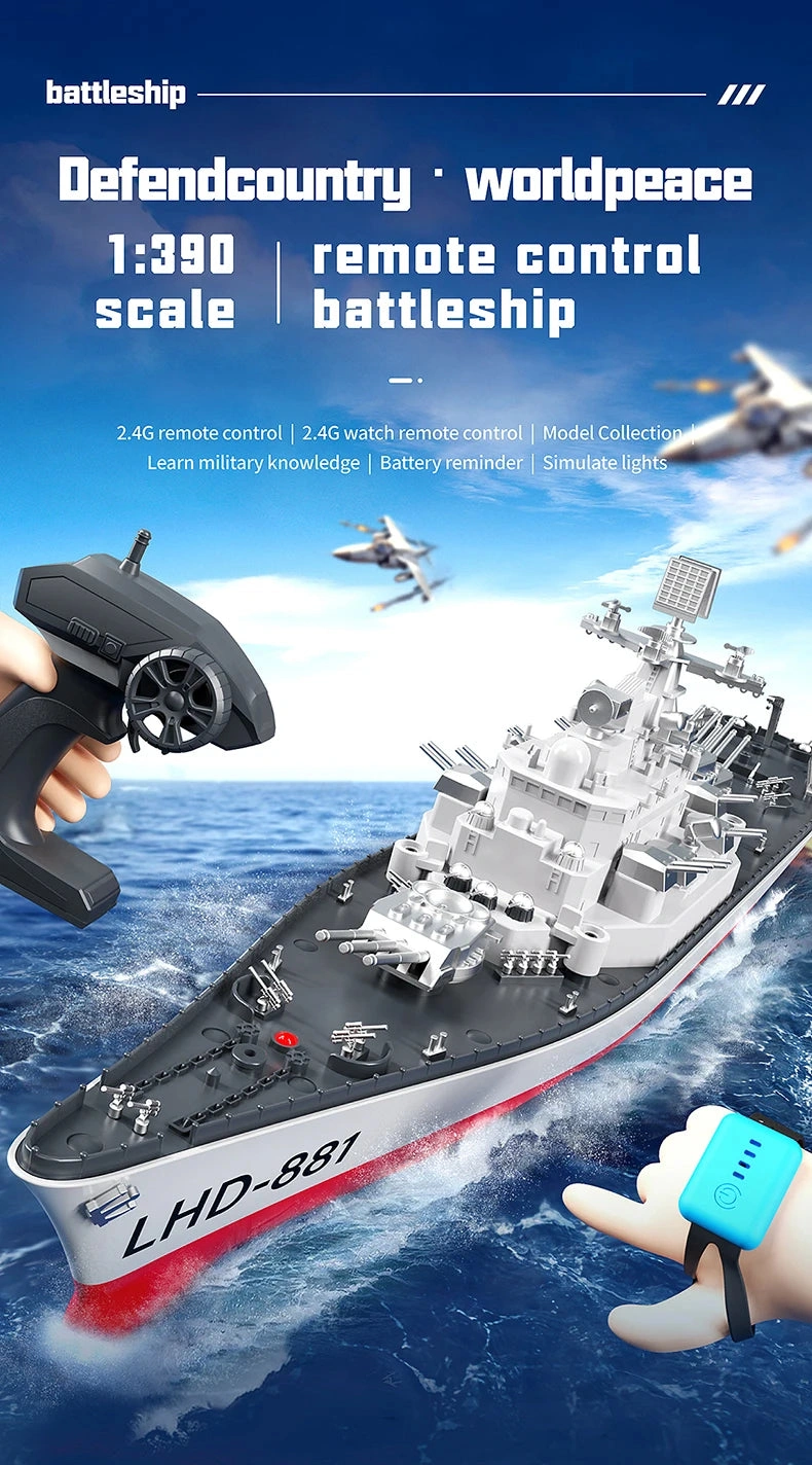 Epic RC Battleship: Army & Navy Destroyer – 2.4G Action Boat!